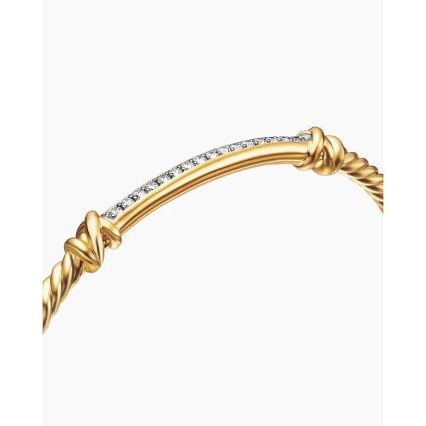 David Yurman Petite Helena Cablespira® Station Bracelet in 18K Yellow Gold with Diamonds, 3mm, view 5