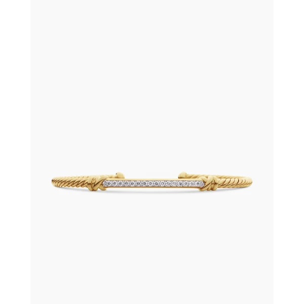 David Yurman Petite Helena Cablespira® Station Bracelet in 18K Yellow Gold with Diamonds, 3mm, view 6