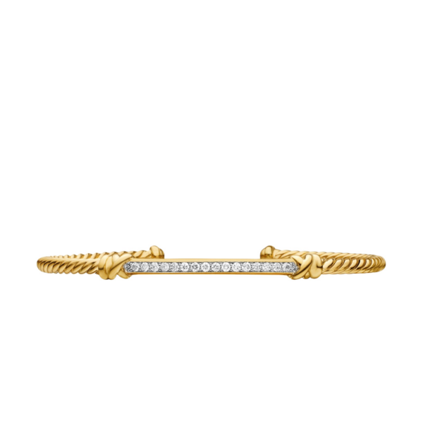 David Yurman Petite Helena Cablespira® Station Bracelet in 18K Yellow Gold with Diamonds
