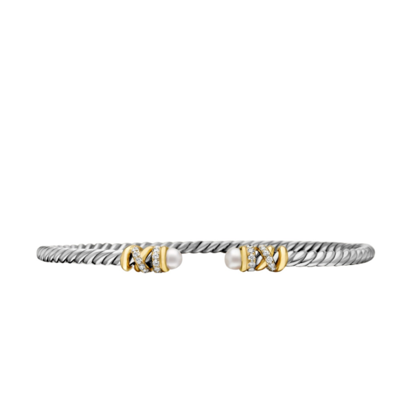 David Yurman Petite Helena Classic Cable Bracelet in Sterling Silver with 18K Yellow Gold