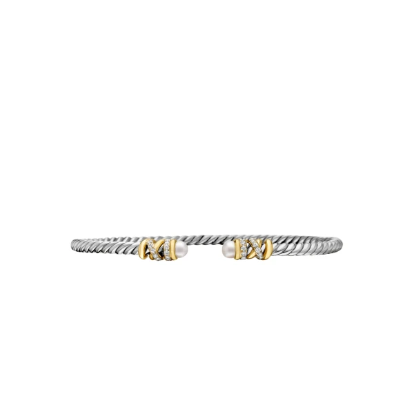 David Yurman Petite Helena Classic Cable Bracelet in Sterling Silver with 18K Yellow Gold