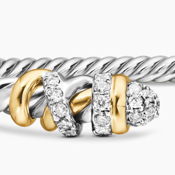 signature twisted-helix detail|David Yurman Petite Helena Classic Cable Bracelet in Sterling Silver with 18K Yellow Gold and Diamonds