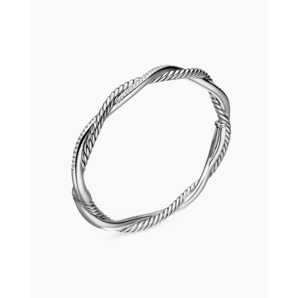 David Yurman Petite Infinity Bracelet in Sterling Silver with Diamonds, 4.4mm, view 3