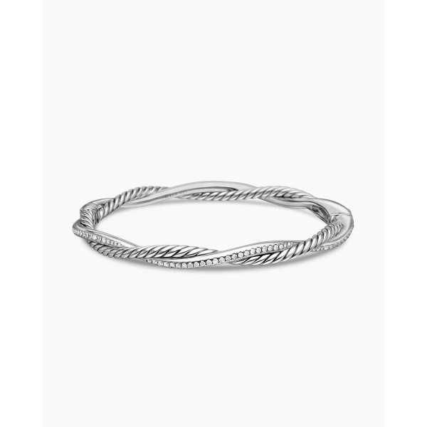 David Yurman Petite Infinity Bracelet in Sterling Silver with Diamonds, 4.4mm, view 4