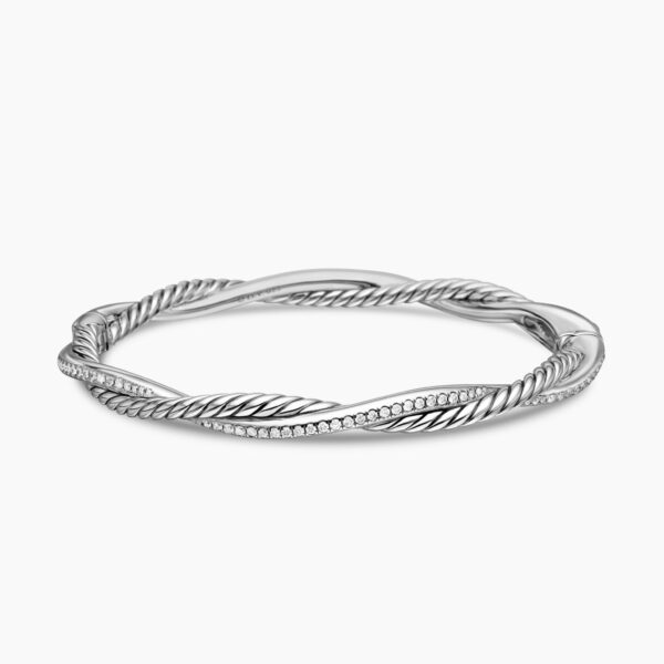 on-model styling shot|David Yurman Petite Infinity Bracelet in Sterling Silver with Diamonds