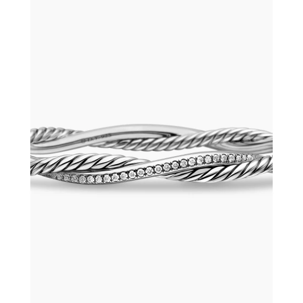 David Yurman Petite Infinity Bracelet in Sterling Silver with Diamonds, 4.4mm, view 6