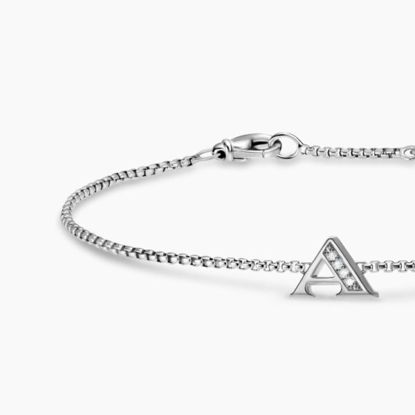 layered styling|David Yurman Petite Initial Chain Bracelet in Sterling Silver with Diamond A – authenticity card