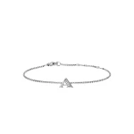 David Yurman Petite Initial Chain Bracelet in Sterling Silver with Diamond A in Silver – front view of authentic Chain Bracelets at Coveti|David Yurman Petite Initial Chain Bracelet in Sterling Silver with Diamond A Silver – worn on the wrist