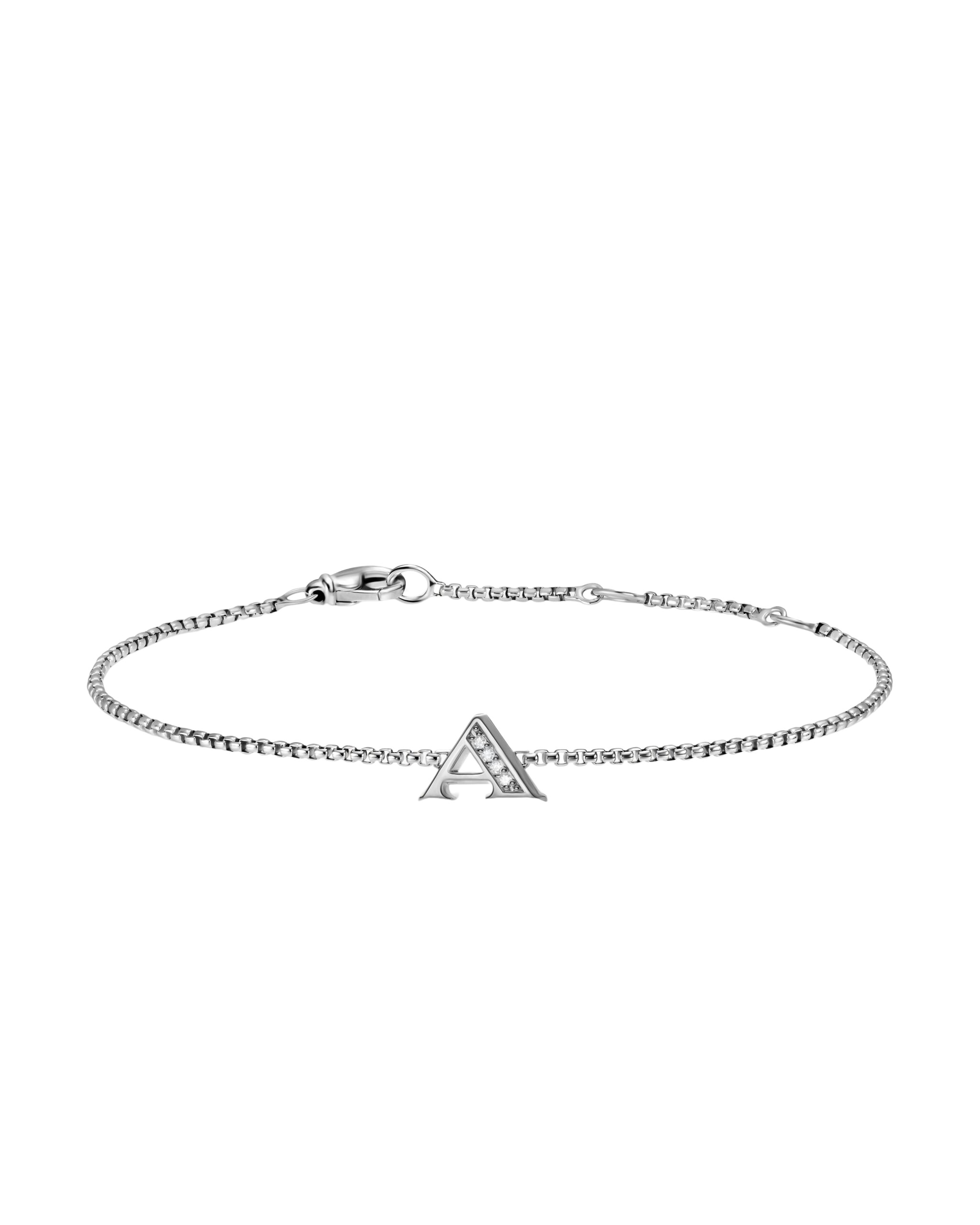 David Yurman Petite Initial Chain Bracelet in Sterling Silver with Diamond A