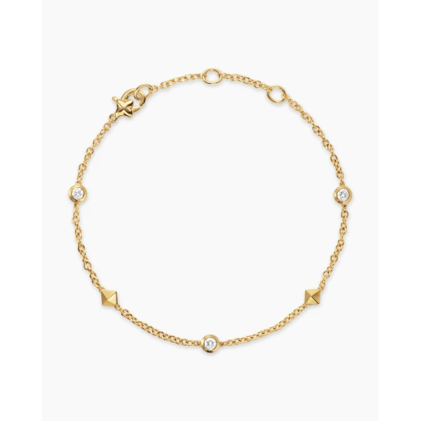David Yurman Petite Modern Renaissance® Station Bracelet in 18K Yellow Gold with Diamonds, 4.6mm, view 2