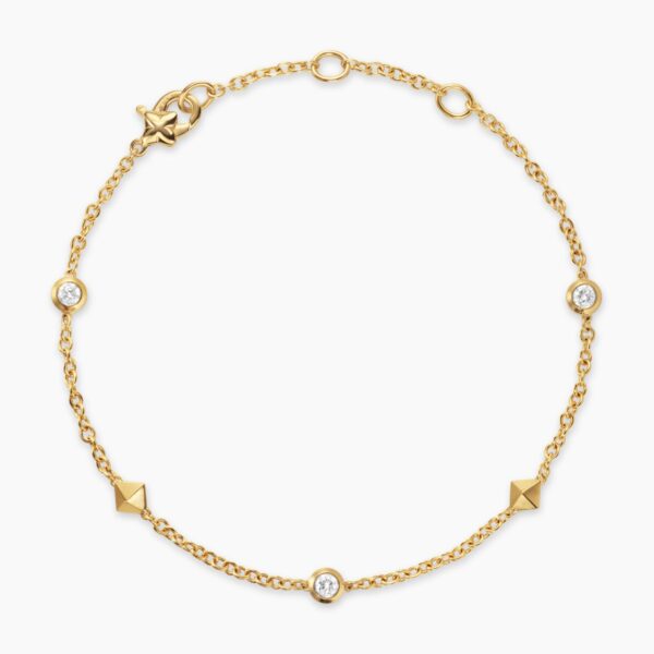 4.6mm in Gold – front view of authentic Bracelets at Coveti|David Yurman Petite Modern Renaissance® Station Bracelet in 18K Yellow Gold with Diamonds