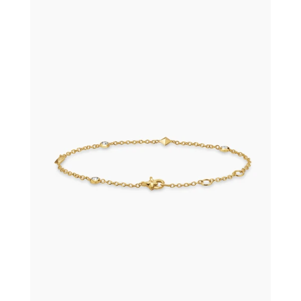 David Yurman Petite Modern Renaissance® Station Bracelet in 18K Yellow Gold with Diamonds, 4.6mm, view 4