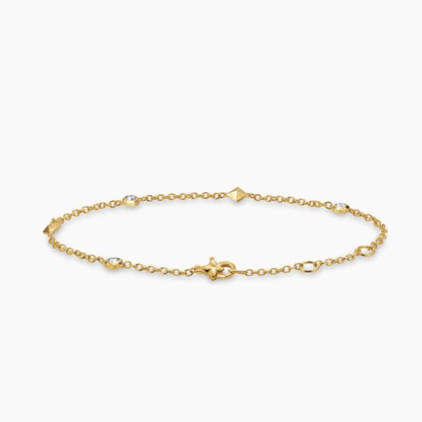 on-model styling shot|David Yurman Petite Modern Renaissance® Station Bracelet in 18K Yellow Gold with Diamonds
