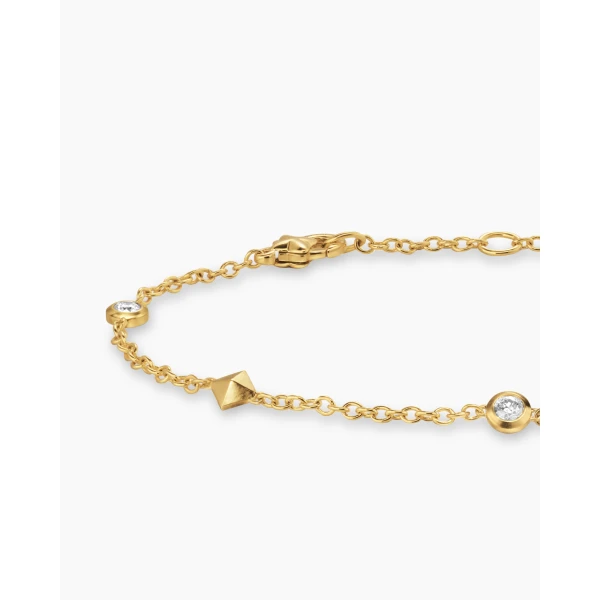David Yurman Petite Modern Renaissance® Station Bracelet in 18K Yellow Gold with Diamonds, 4.6mm, view 6