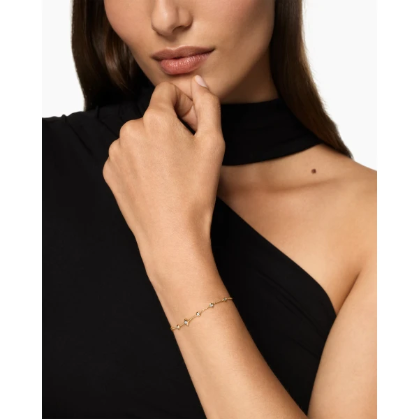 David Yurman Petite Modern Renaissance® Station Chain Bracelet in 18K Yellow Gold with Diamonds, 7.5mm, view 2