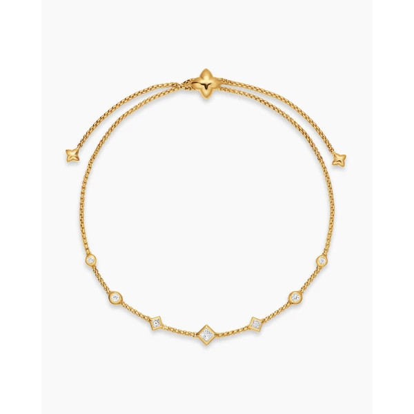 David Yurman Petite Modern Renaissance® Station Chain Bracelet in 18K Yellow Gold with Diamonds, 7.5mm, view 3