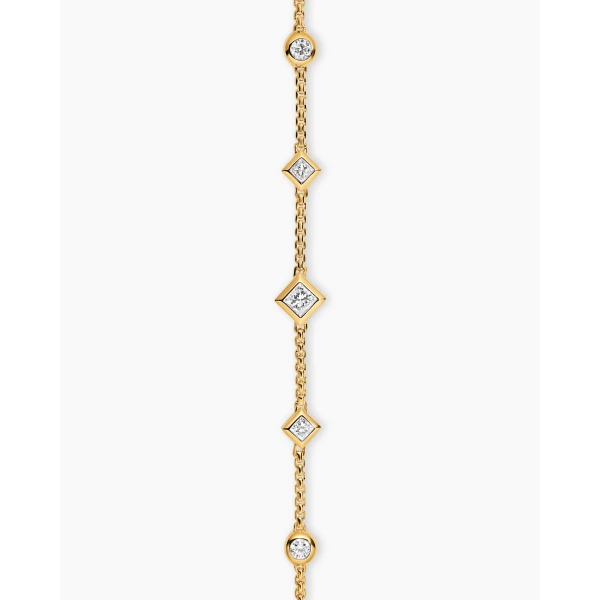 David Yurman Petite Modern Renaissance® Station Chain Bracelet in 18K Yellow Gold with Diamonds, 7.5mm, view 4