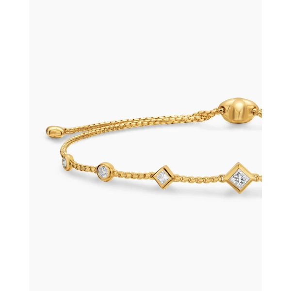 David Yurman Petite Modern Renaissance® Station Chain Bracelet in 18K Yellow Gold with Diamonds, 7.5mm, view 5
