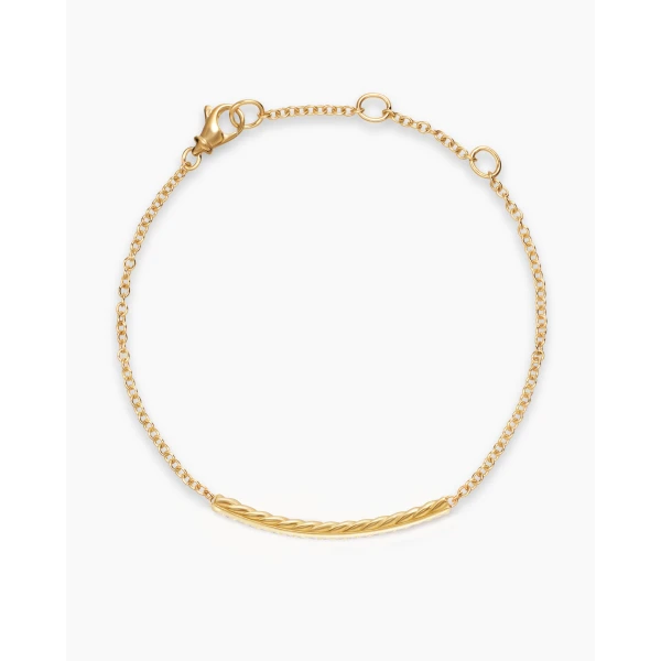 David Yurman Petite Pavé Bar Bracelet in 18K Yellow Gold with Diamonds, 1.7mm, view 2
