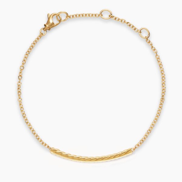 1.7mm in Gold – front view of authentic Bracelets at Coveti|David Yurman Petite Pavé Bar Bracelet in 18K Yellow Gold with Diamonds
