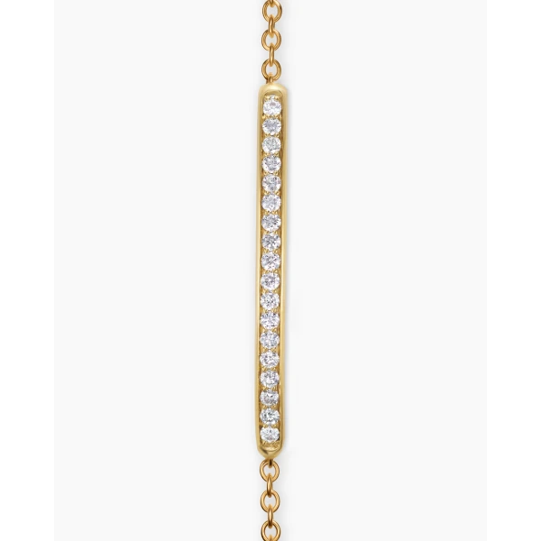 David Yurman Petite Pavé Bar Bracelet in 18K Yellow Gold with Diamonds, 1.7mm, view 3