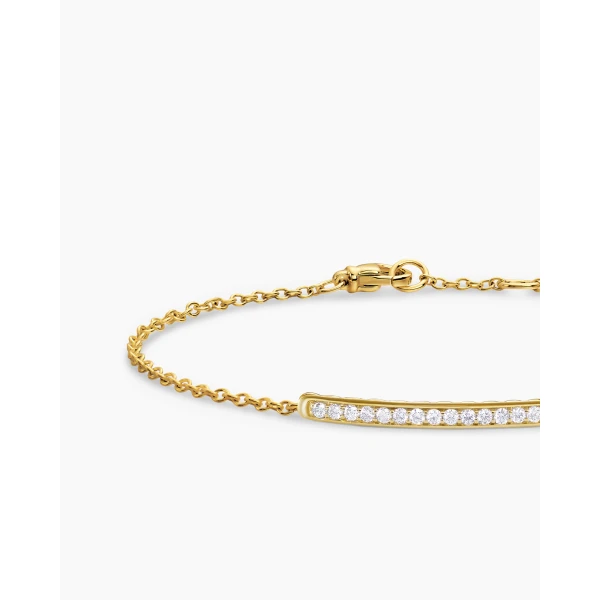 David Yurman Petite Pavé Bar Bracelet in 18K Yellow Gold with Diamonds, 1.7mm, view 4
