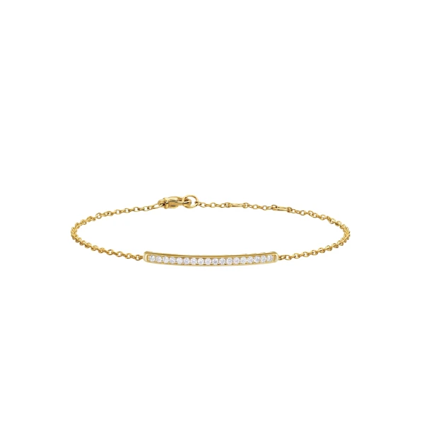 Petite Pavé Bar Bracelet in 18K Yellow Gold with Diamonds, 1.7mm