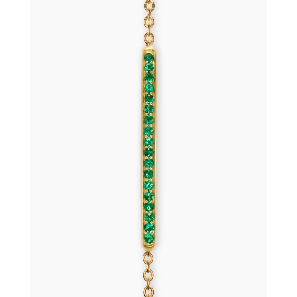 David Yurman Petite Pavé Bar Bracelet in 18K Yellow Gold with Emeralds, 1.7mm, view 3