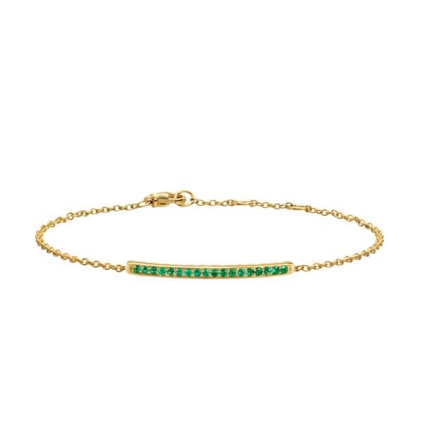 David Yurman Petite Pavé Bar Bracelet in 18K Yellow Gold with Emeralds