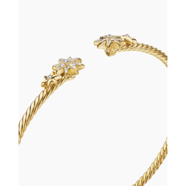 David Yurman Petite Starburst Cable Bracelet in 18K Yellow Gold with Diamonds, 2.6mm, view 5