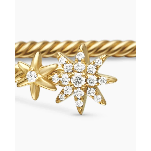David Yurman Petite Starburst Cable Bracelet in 18K Yellow Gold with Diamonds, 2.6mm, view 6