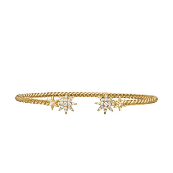 David Yurman Petite Starburst Cable Bracelet in 18K Yellow Gold with Diamonds