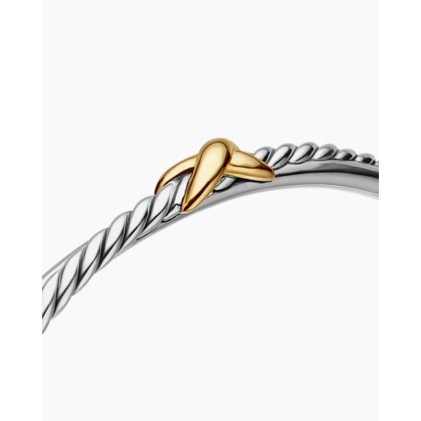 David Yurman Petite X Center Station Bracelet in Sterling Silver with 18K Yellow Gold, 5.2mm, view 5