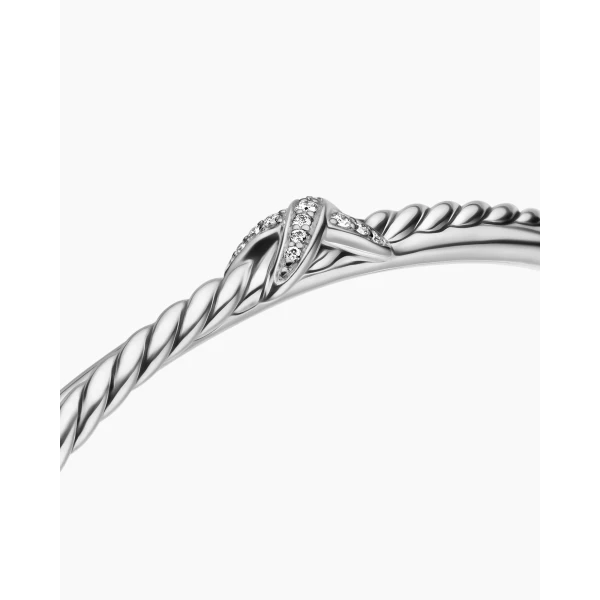 David Yurman Petite X Center Station Bracelet in Sterling Silver with Diamonds, 5.2mm, view 5