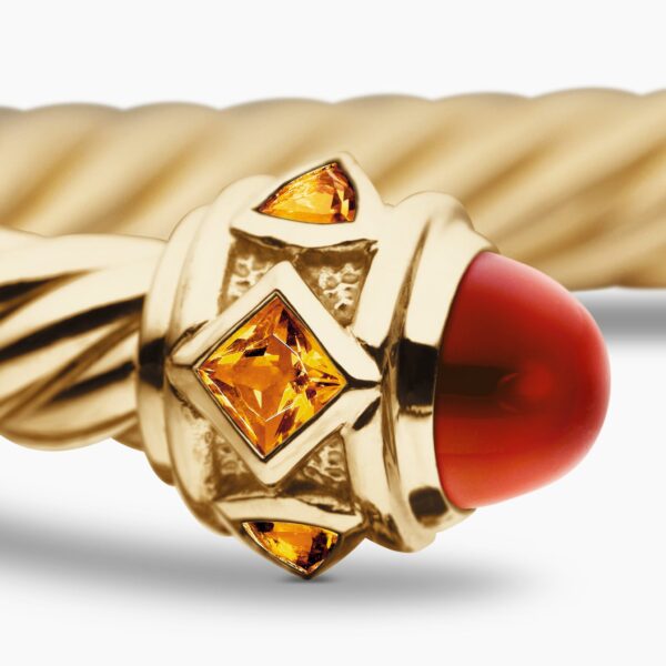 signature twisted-helix detail|David Yurman Renaissance® Cablespira® Bracelet in 18K Yellow Gold with Carnelian and Citrine