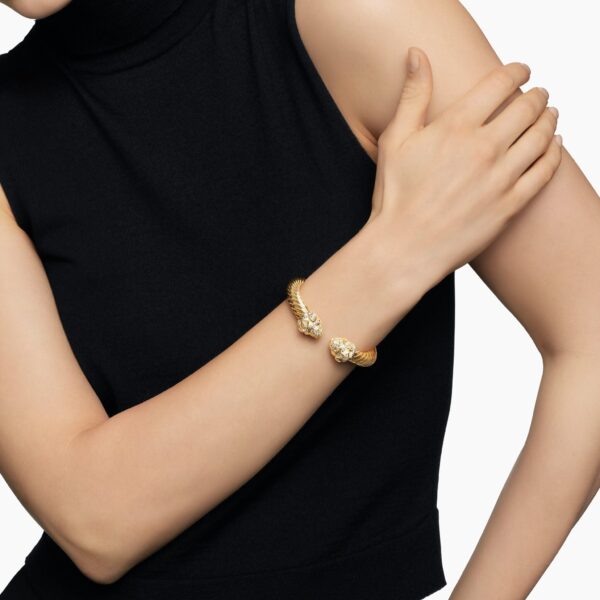 9mm in Gold – front view of authentic Cable Bracelets at Coveti|David Yurman Renaissance® Cablespira® Bracelet in 18K Yellow Gold with Diamonds