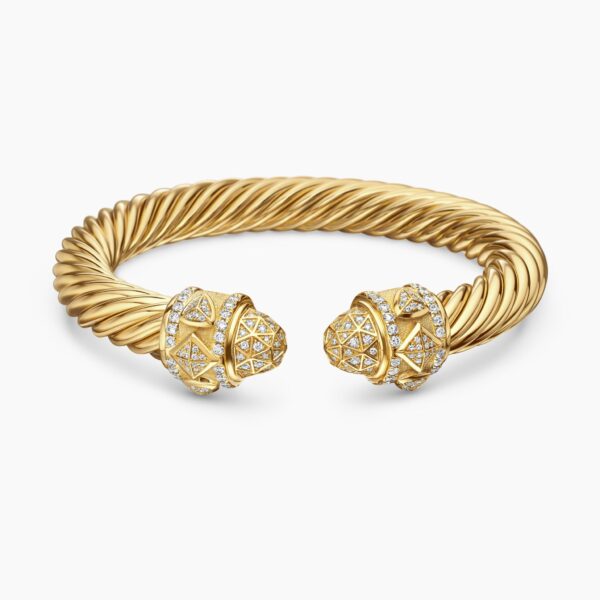 on-model styling shot|David Yurman Renaissance® Cablespira® Bracelet in 18K Yellow Gold with Diamonds