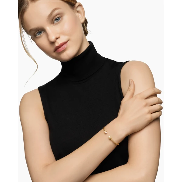 David Yurman Renaissance® Cablespira® Bracelet in 18K Yellow Gold with Pearls and Diamonds, 3.5mm, view 2
