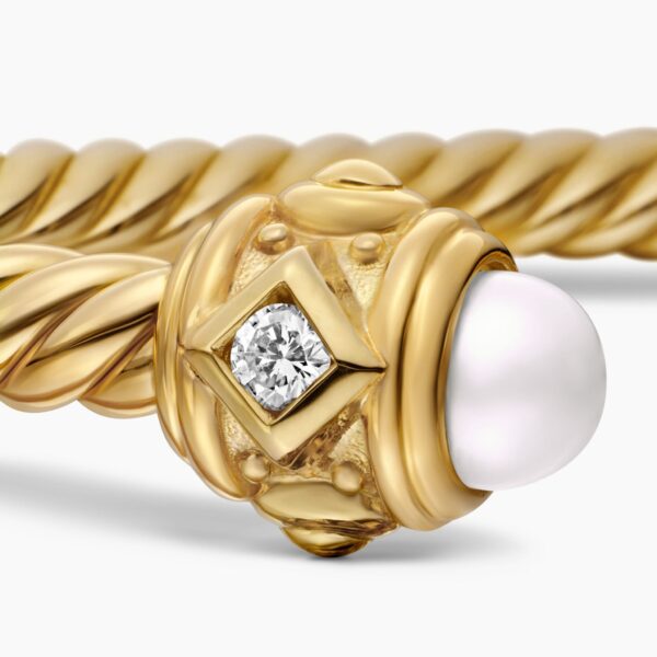 signature twisted-helix detail|David Yurman Renaissance® Cablespira® Bracelet in 18K Yellow Gold with Pearls and Diamonds