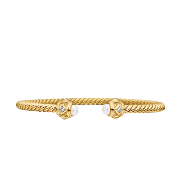 David Yurman Renaissance® Cablespira® Bracelet in 18K Yellow Gold with Pearls and Diamonds