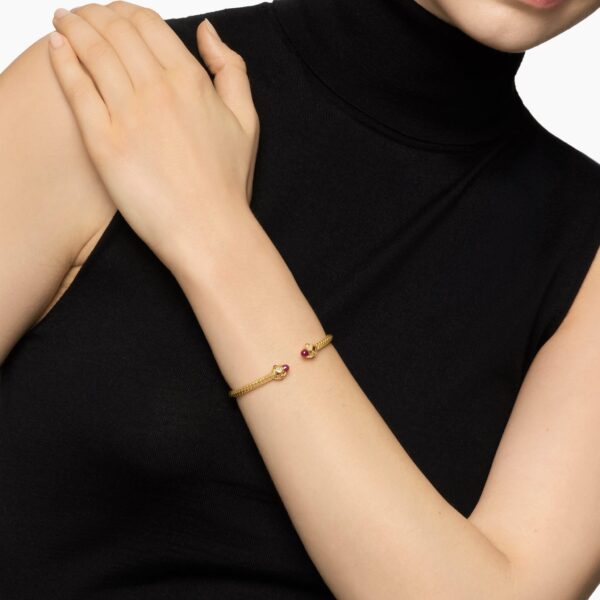 3.5mm in Red – front view of authentic Cable Bracelets at Coveti|David Yurman Renaissance® Cablespira® Bracelet in 18K Yellow Gold with Rubies