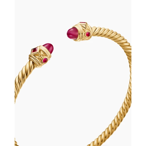 David Yurman Renaissance® Cablespira® Bracelet in 18K Yellow Gold with Rubies, 3.5mm, view 5