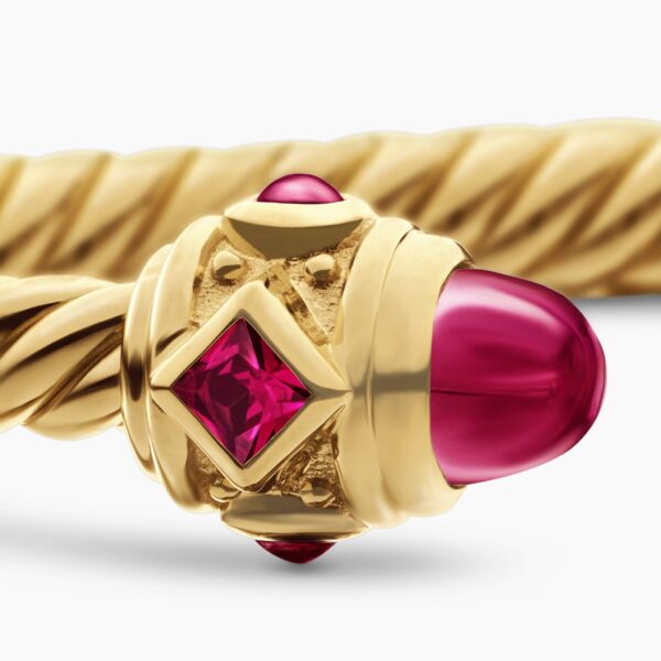 signature twisted-helix detail|David Yurman Renaissance® Cablespira® Bracelet in 18K Yellow Gold with Rubies