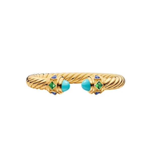 David Yurman Renaissance® Cablespira® Bracelet in 18K Yellow Gold with Turquoise