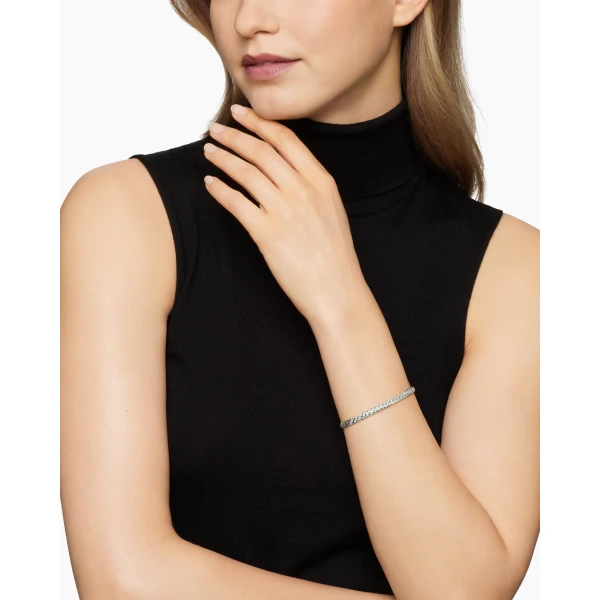 David Yurman Sculpted Cable Bangle Bracelet in 18K White Gold with Diamonds, 4.6mm, view 2