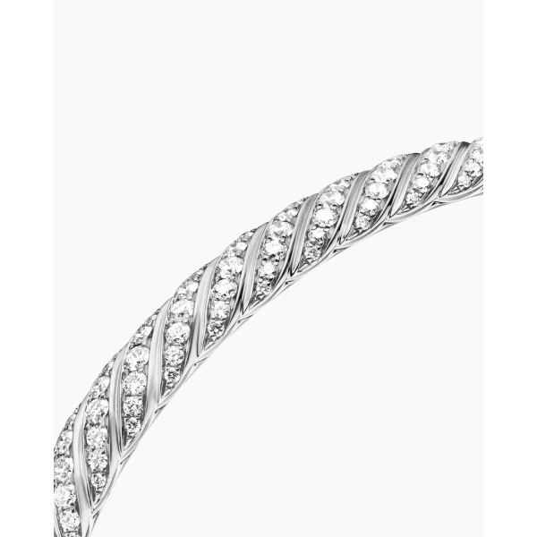 David Yurman Sculpted Cable Bangle Bracelet in 18K White Gold with Diamonds, 4.6mm, view 5