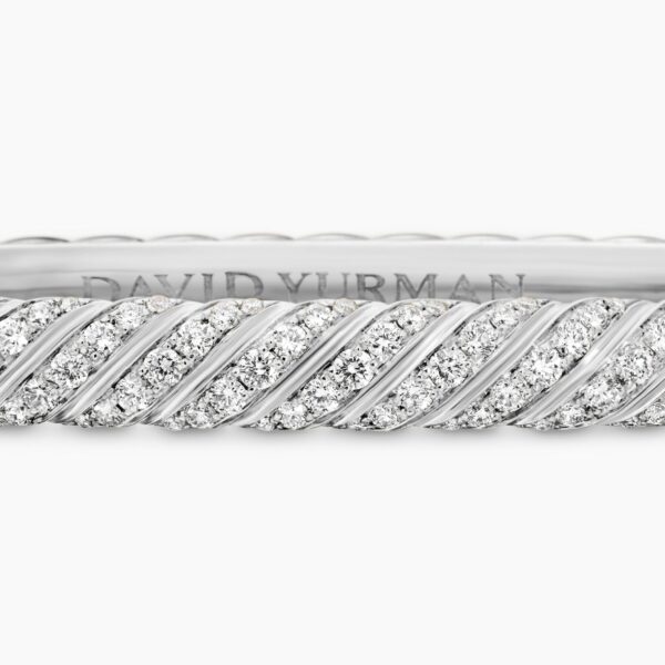 signature twisted-helix detail|David Yurman Sculpted Cable Bangle Bracelet in 18K White Gold with Diamonds