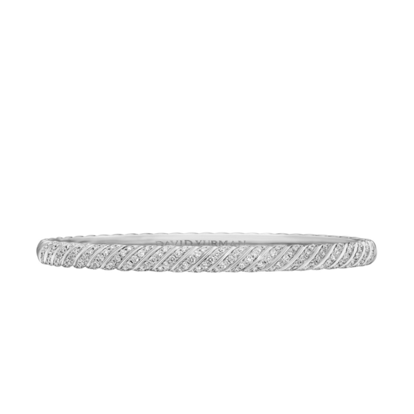 David Yurman Sculpted Cable Bangle Bracelet in 18K White Gold with Diamonds