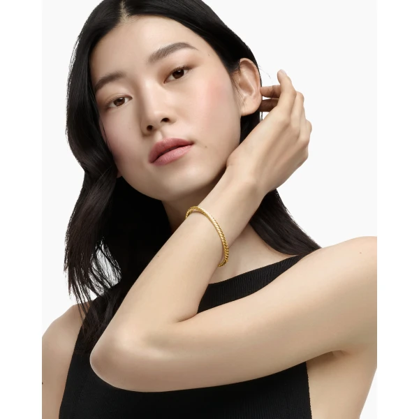 David Yurman Sculpted Cable Bangle Bracelet in 18K Yellow Gold, 4.6mm, view 2