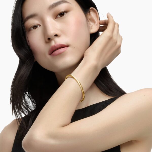 4.6mm in Gold – front view of authentic Bangle Bracelets at Coveti|David Yurman Sculpted Cable Bangle Bracelet in 18K Yellow Gold